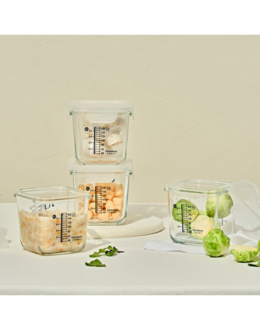 글라스락 베이비 눈금 이유식용기 큰용량 270ml 사면결착캡 4조 세트 (코코넛밀크)