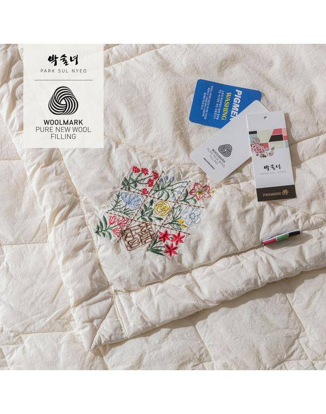 박술녀 [박술녀] 사계절 쾌적한 양모 순면 워싱 이불2장+베개커버2장 (작품명 영화2) 선물추천 착용컷