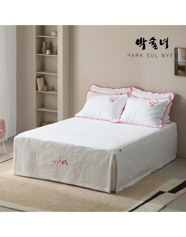 박술녀 [박술녀] 순면 자수광목 침대커버 스커트 프리미엄 매트리스 커버 착용컷