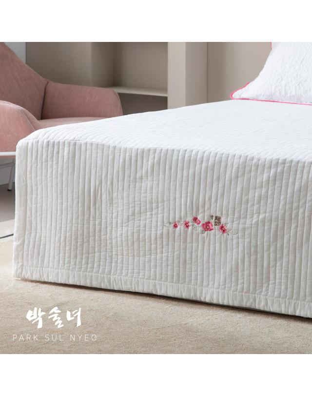 박술녀 [박술녀] 순면 자수광목 침대커버 스커트 프리미엄 매트리스 커버 착용컷