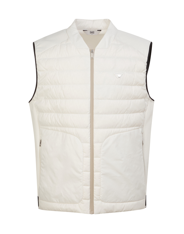 닥스 골프 [PREMIUM] 에크루 초경량 구스다운 하이브리드 VEST 크림 착용컷