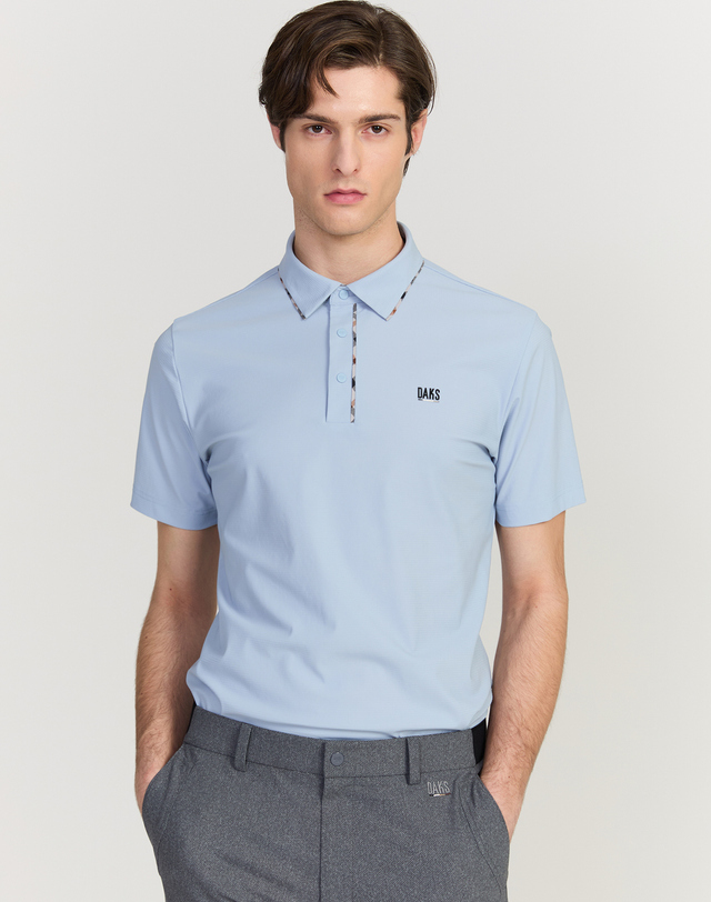 닥스 골프 [ONLINE EXCLUSIVE][WIND FLOW 4.72] 블루 에어홀 조직 반팔 카라 티셔츠 착용컷