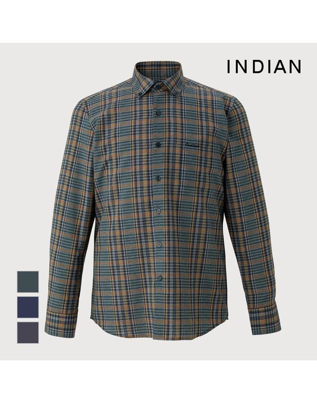 인디안 [INDIAN] 린넨 블랜드 미디움체크_MITNL3S1331 착용컷