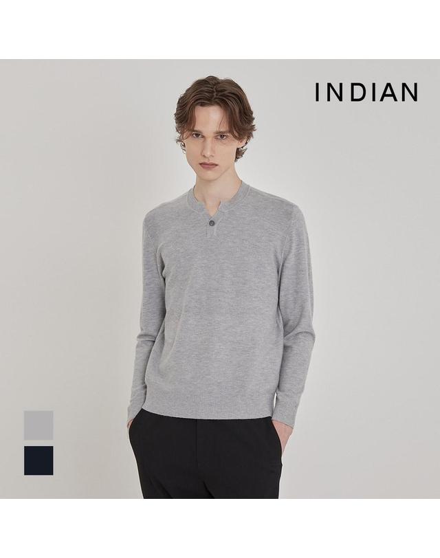 인디안 [INDIAN] 워셔블 헨리넥 니트_MIVBR5F8271 착용컷
