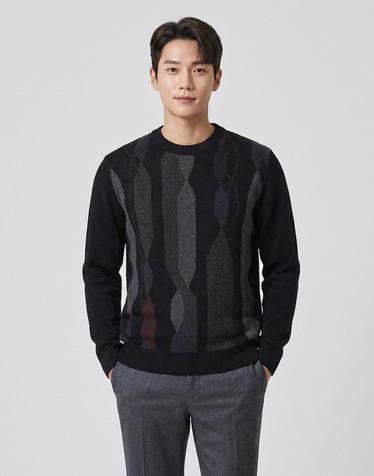 [INDIAN] 울 그래픽 패턴 라운드넥 모 니트_MIUBR3W9391