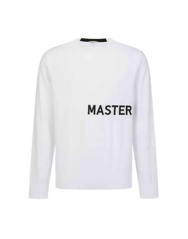 마스터바니에디션 남성 사선 엠보 로고 니트 착용컷