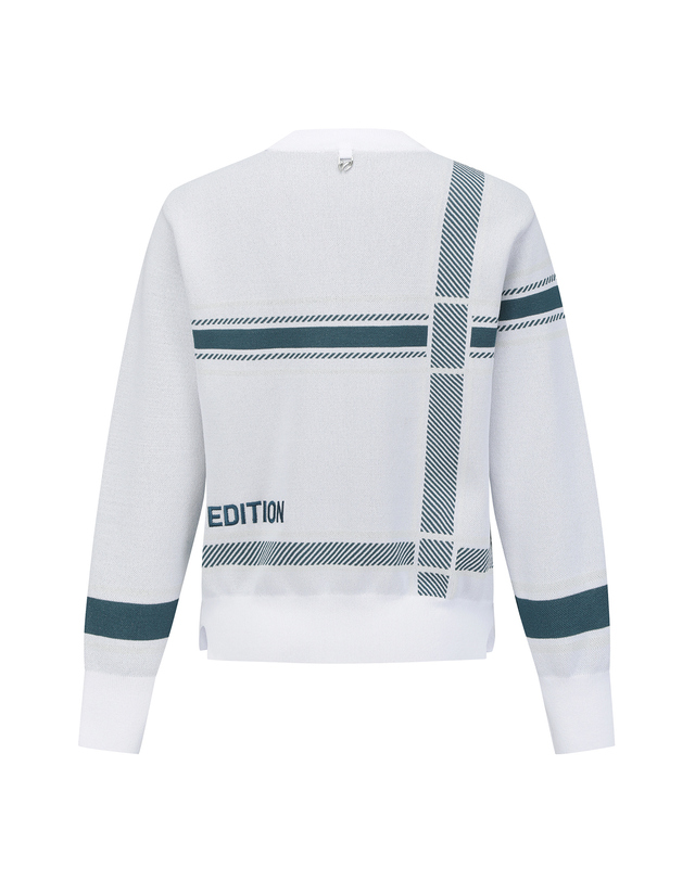 마스터바니에디션 여성 로고 자수 체크 자카드 니트 착용컷
