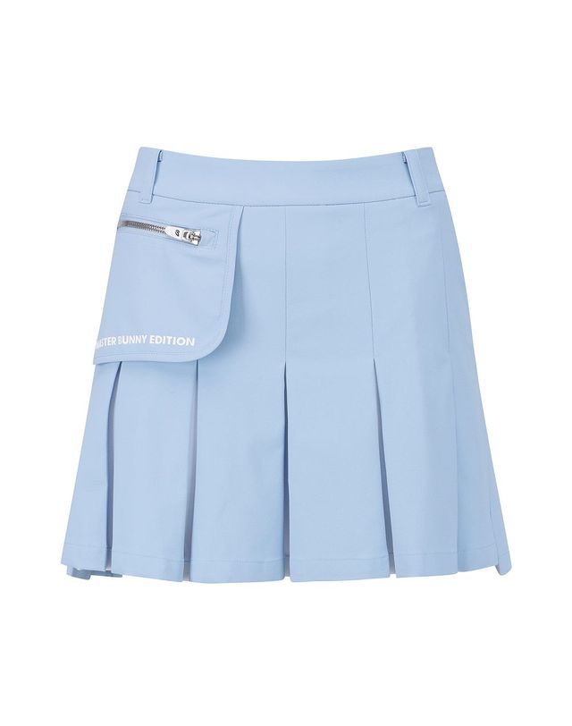 마스터바니에디션 여성 투톤 플리츠 언밸런스 큐롯스커트 착용컷