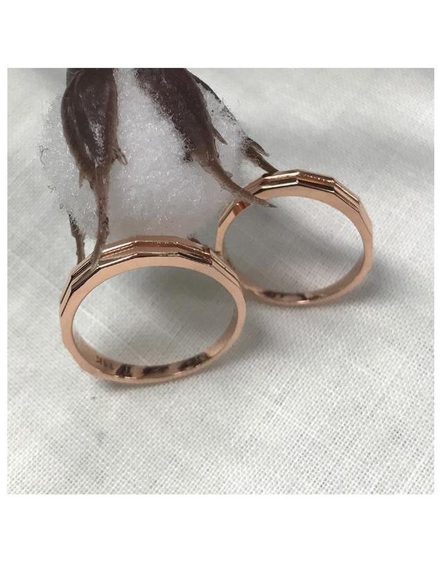 커플레인 14K 커플레인 다각형 커플 반지 R14CR022 착용컷