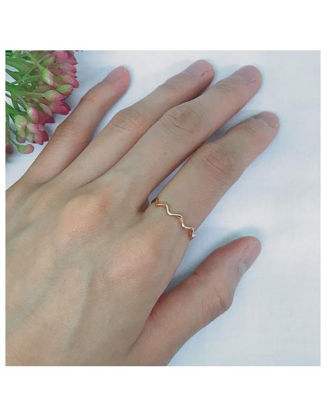 커플레인 우정링 14K 물결 웨이브 반지 R14SW028 착용컷