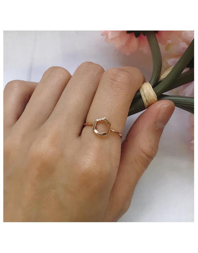 커플레인 언포인트 14K 육각 반지 우정링 추천! R14SW019 착용컷