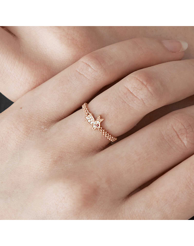커플레인 14K 로즈골드 블링 토끼 금반지 R14SW119 착용컷