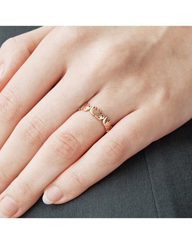 커플레인 14K 행운 코끼리 여자 금반지 R14SW114 착용컷