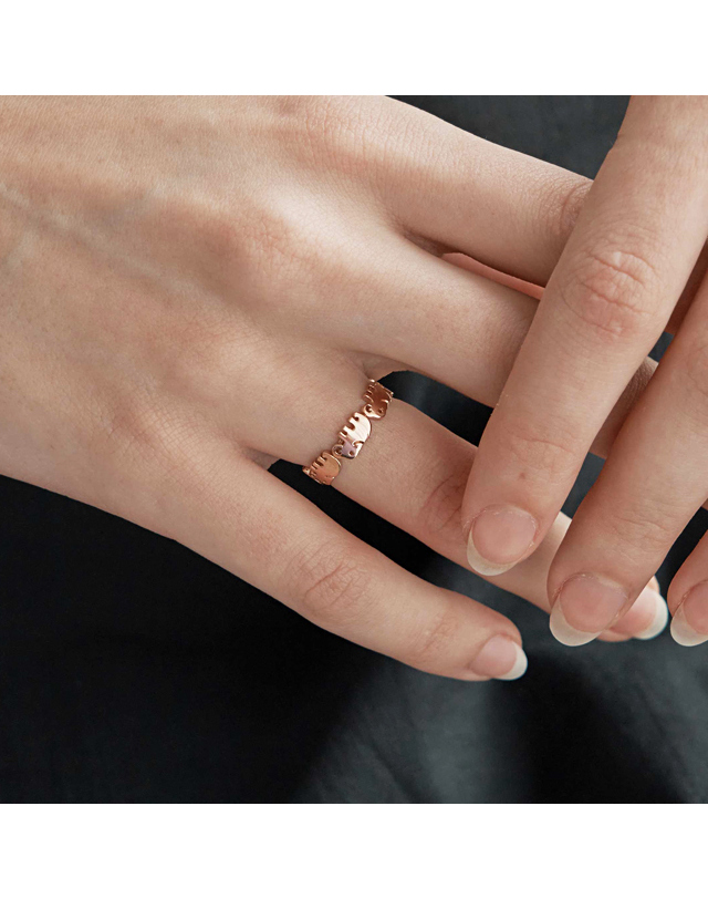 커플레인 14K 행운 코끼리 여자 금반지 R14SW114 착용컷