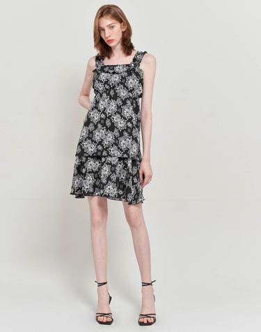 WOMAN 플라워 패턴 러플 밴딩 원피스 [BLACK] / WBC2L15522