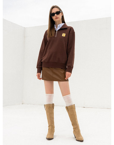 UNISEX 로고 하프 집업 기모 맨투맨 [BROWN] / SBC4U02014