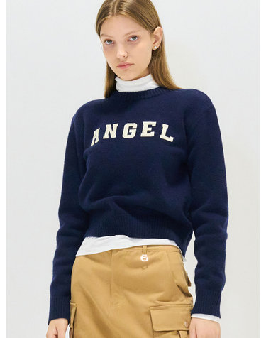 UNISEX 엔젤 레터링 와펜 풀오버 [NAVY] / SBC4U05017