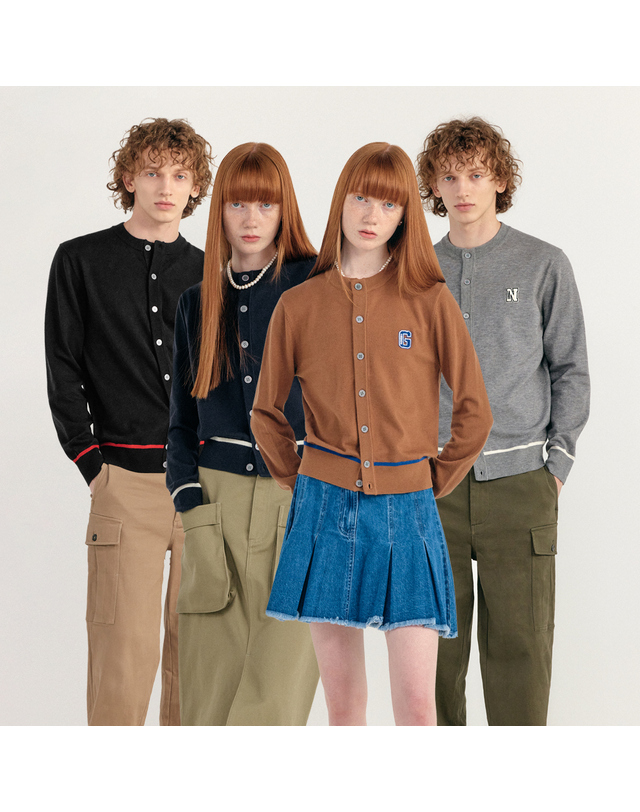 제너럴아이디어 제너럴 아이디어 UNISEX GNRL 크루넥 가디건 [4COL] / SBC3U04006 착용컷