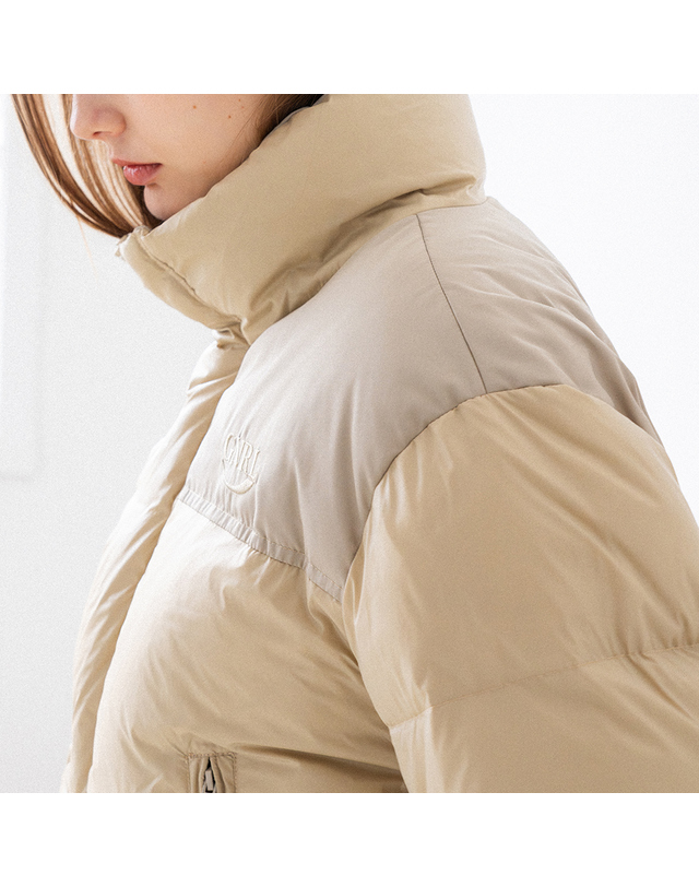 제너럴아이디어 제너럴 아이디어 UNISEX 덕 패디드 배색 푸퍼 [BEIGE] / SBC4U07005 착용컷