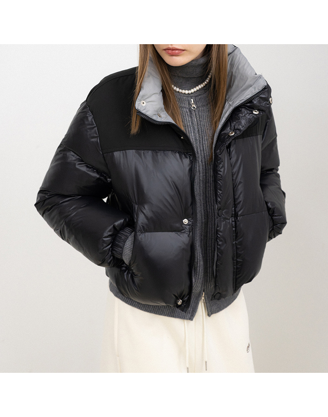 제너럴아이디어 제너럴 아이디어 UNISEX 덕 패디드 배색 푸퍼 [BLACK] / SBC4U07005 착용컷