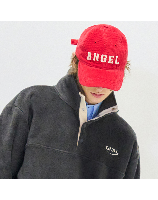 제너럴아이디어 제너럴 아이디어 UNISEX 엔젤 레터링 코듀로이 볼캡 [RED] / SBC4U91007 착용컷