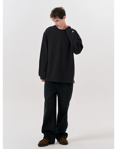 UNISEX 베이직 사카리바 롱 슬리브 티 [CHARCOAL] / SBD3U01007-MAN