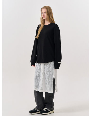 UNISEX 베이직 사카리바 롱 슬리브 티 [BLACK] / SBD3U01007-WOMAN