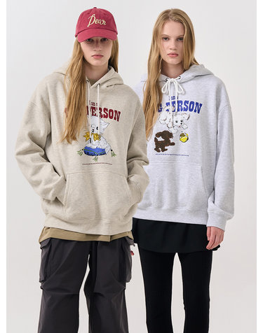 UNISEX 리틀 애니멀 오버핏 기모 후드티 [2COL] / SBD4U02014-WOMAN