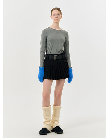 WOMAN 피티드 요크 플리츠 미니스커트 [BLACK] / WBD4L56540