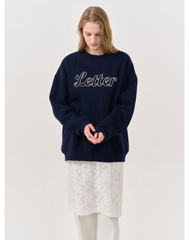 UNISEX 레터링 기모 맨투맨 [NAVY] / SBD4U02010-WOMAN