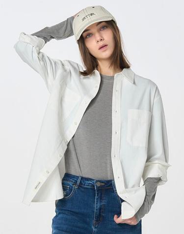 UNISEX 워시드 워크 셔츠 [WHITE] / SBD4U03010-WOMAN