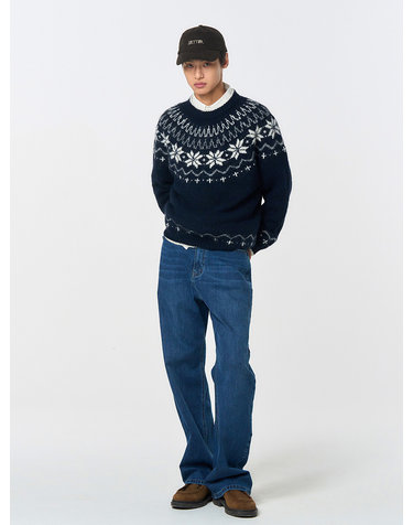UNISEX 울 스노우 노르딕 풀오버 [NAVY] / SBD4U05022-MAN