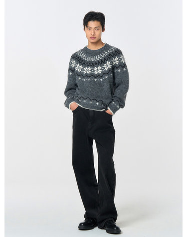 UNISEX 울 스노우 노르딕 풀오버 [CHARCOAL] / SBD4U05022-MAN
