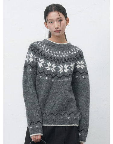 UNISEX 울 스노우 노르딕 풀오버 [CHARCOAL] / SBD4U05022-WOMAN