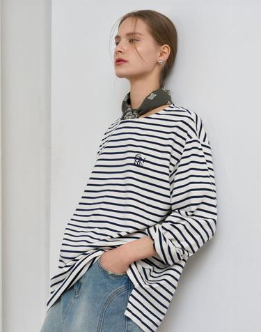 UNISEX 롱슬리브 보더 티셔츠 [WHITE] / SBE1U01003-WOMAN