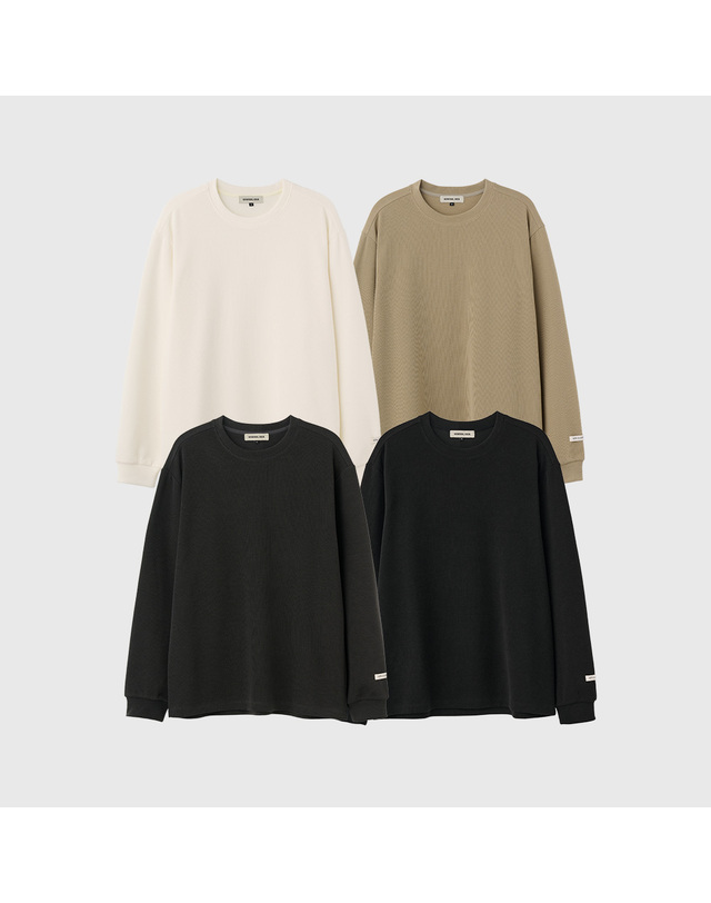 제너럴아이디어 제너럴 아이디어 UNISEX 베이직 사카리바 롱 슬리브 티 [4COL] / SBD3U01007-MAN 착용컷