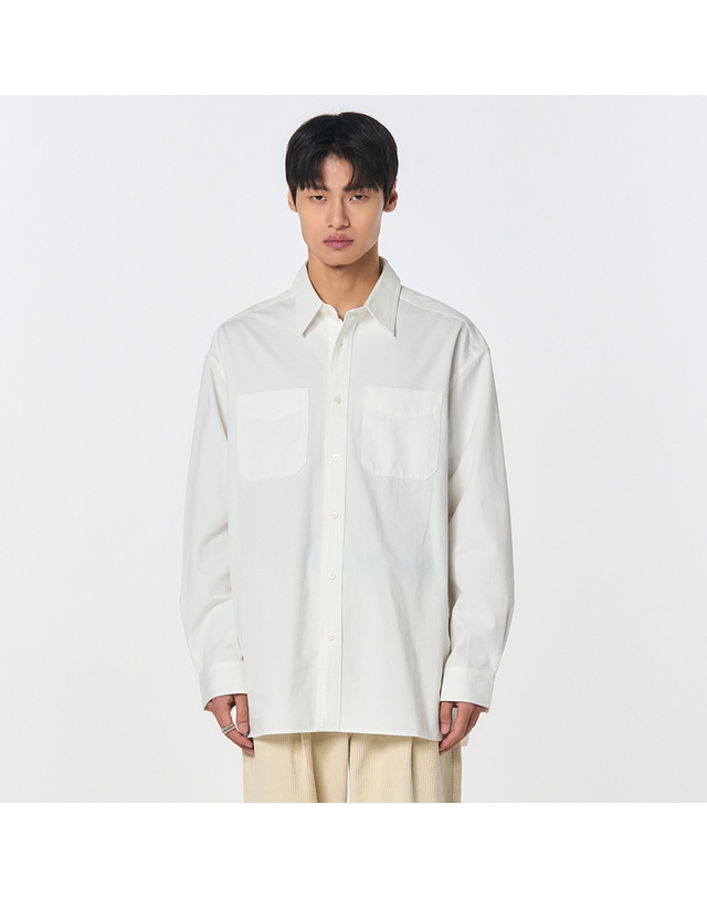 제너럴아이디어 제너럴 아이디어 UNISEX 워시드 워크 셔츠 [4COL] / SBD4U03010-MAN 착용컷