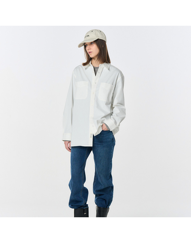 제너럴아이디어 제너럴 아이디어 UNISEX 워시드 워크 셔츠 [4COL] / SBD4U03010-WOMAN 착용컷