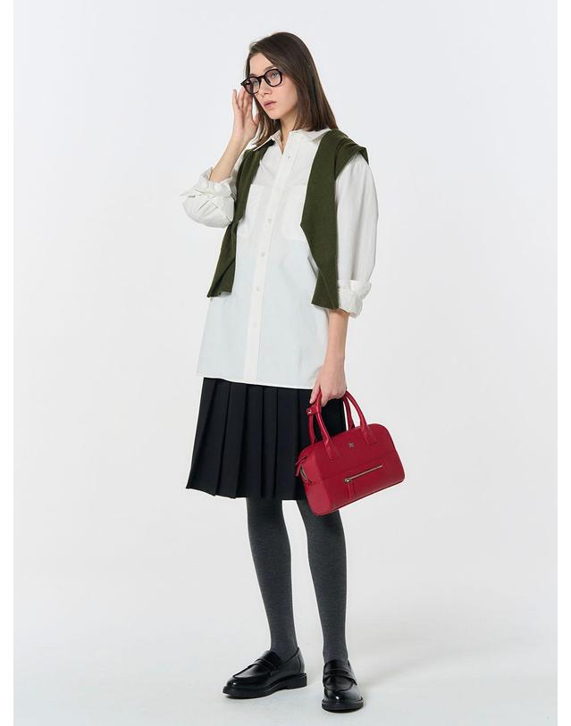 제너럴아이디어 제너럴 아이디어 UNISEX 워시드 워크 셔츠 [WHITE] / SBD4U03010-WOMAN 착용컷