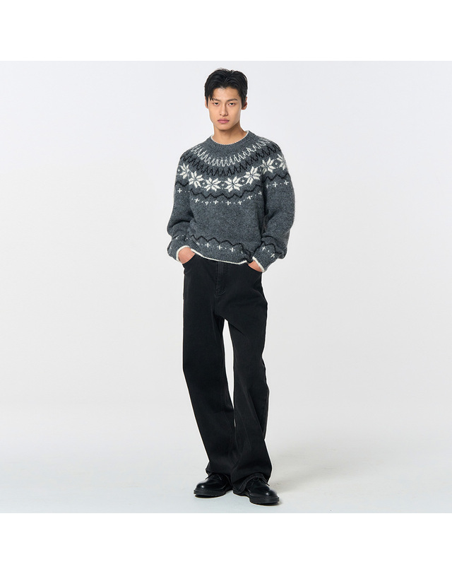 제너럴아이디어 제너럴 아이디어 UNISEX 울 스노우 노르딕 풀오버 [2COL] / SBD4U05022-MAN 착용컷