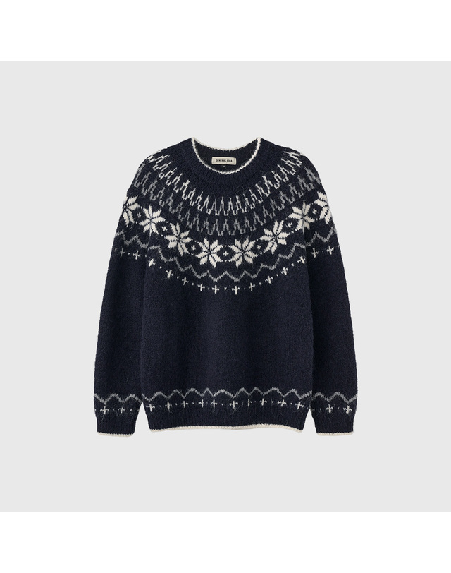 제너럴아이디어 제너럴 아이디어 UNISEX 울 스노우 노르딕 풀오버 [NAVY] / SBD4U05022-MAN 착용컷