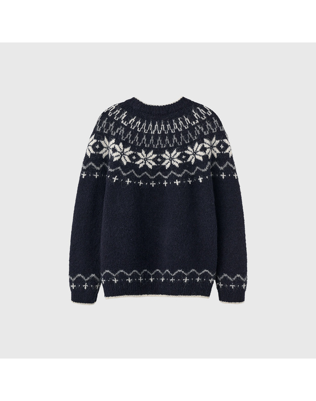 제너럴아이디어 제너럴 아이디어 UNISEX 울 스노우 노르딕 풀오버 [NAVY] / SBD4U05022-MAN 착용컷