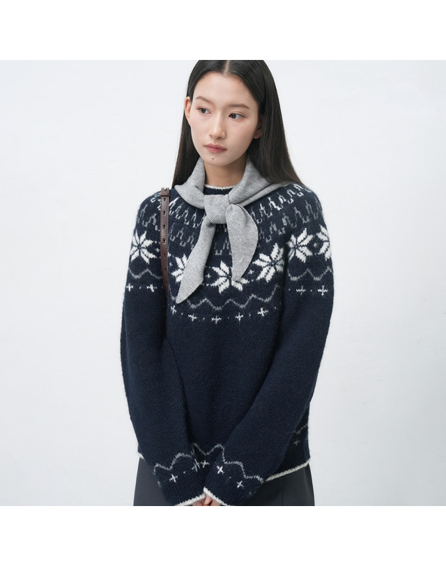 제너럴아이디어 제너럴 아이디어 UNISEX 울 스노우 노르딕 풀오버 [4COL] / SBD4U05022-WOMAN 착용컷