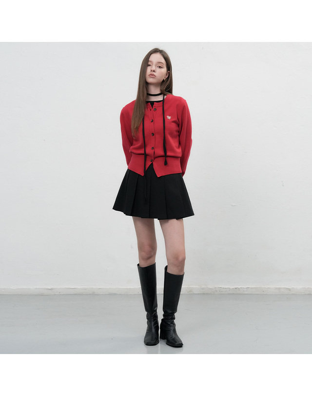 제너럴아이디어 제너럴 아이디어 WOMAN 에센셜 크루넥 가디건 [TOMATO] / WBD3L04501 착용컷