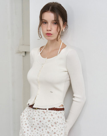 WOMAN 스트랩 레이어드 가디건 [WHITE] / WBE1L04506