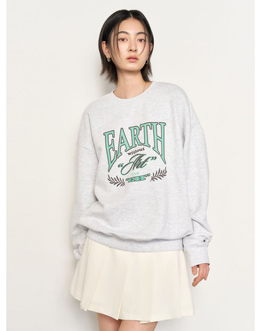 UNISEX 어스 루즈핏 맨투맨 [WHITE MELANGE GREY] / SBE1U02010-WOMAN