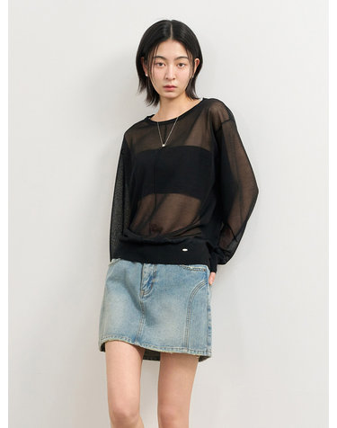 WOMAN 패커블 시어 루즈핏 풀오버 [BLACK] / WBE2L05541