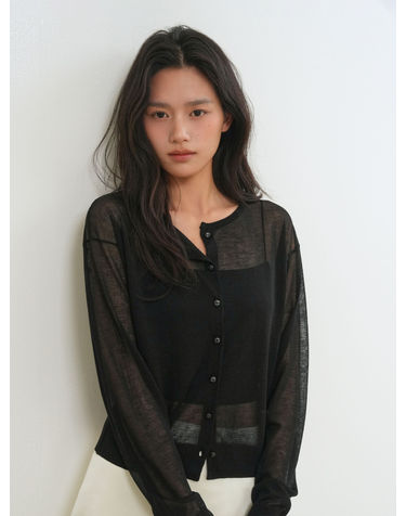 WOMAN 패커블 시어 롱 슬리브 가디건 [BLACK] / WBE2L04540