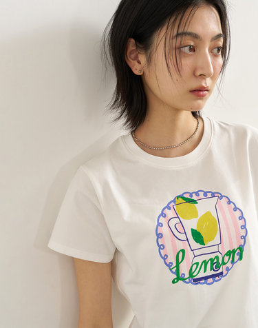 WOMAN 후르츠 슬림핏 반팔티 [WHITE LEMON] / WBE2L01541