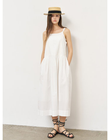 WOMAN 루즈핏 코튼 슬리브리스 롱 원피스 [WHITE] / WBE2L15508